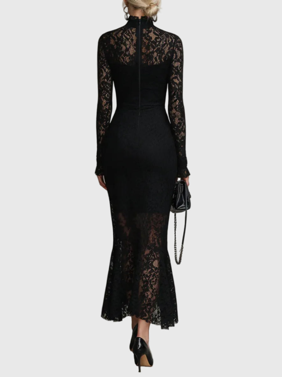 Monica | Elegant Lace Fishtail Maxi Dress